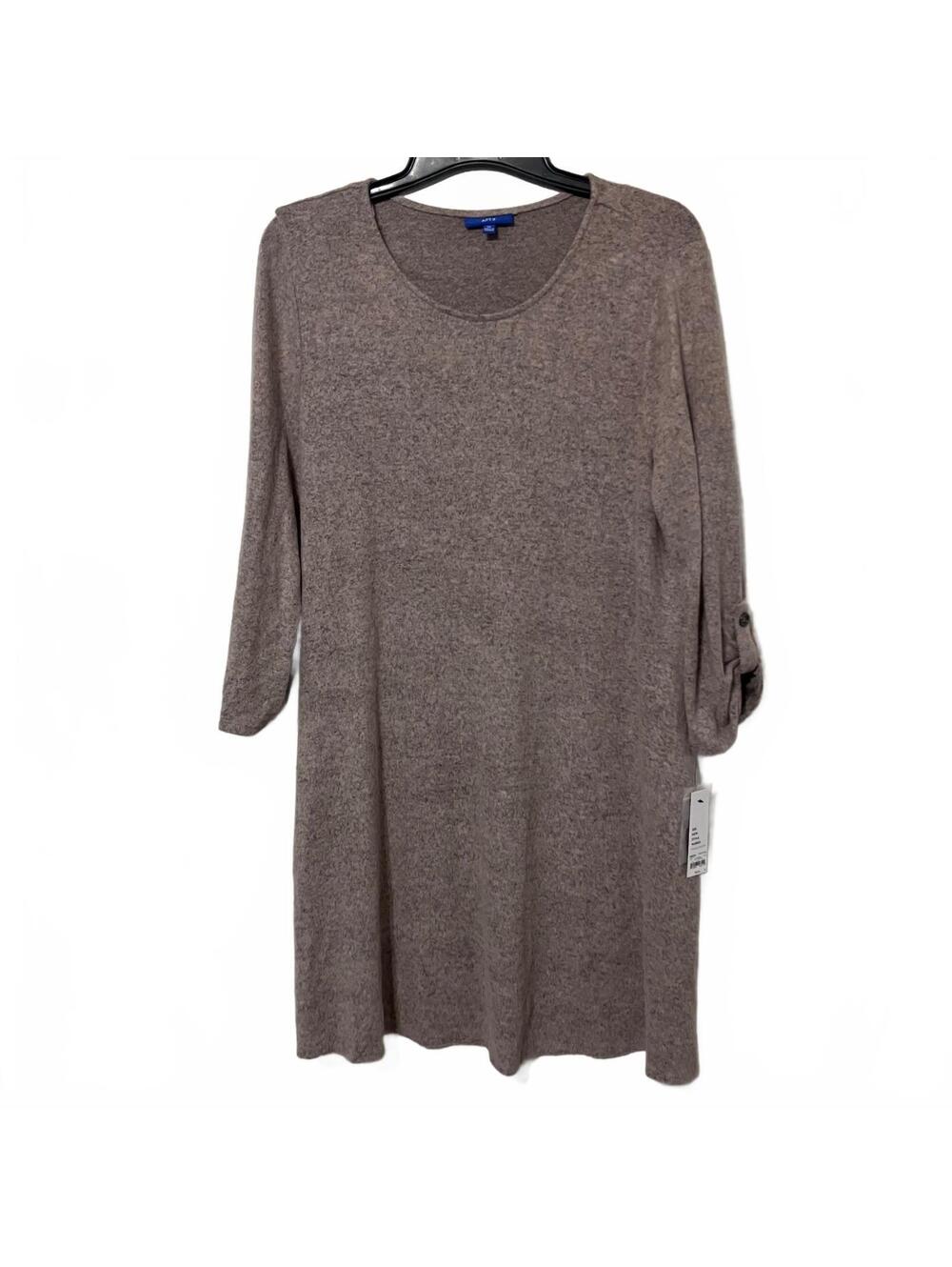APT. 9 Casual Cozy Minimalist Flowy Cutesy Mocha Knit Long Sleeve Dress XL-New